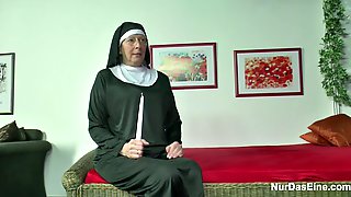 German nun with Priest in Church