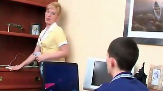 Old blonde maid gets fucked by a young..