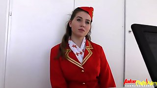 Beautiful Stewardess Takes Big Monster..