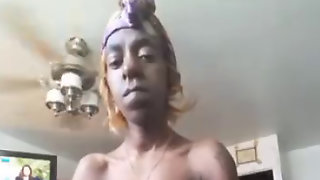 Ugly Ebony Chick Playing with her Fat..