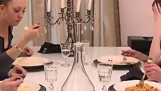 Dinner turned into wild anal threesome..