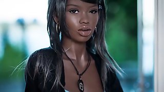 Hot ebony sex doll, blowjob anal..