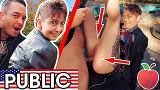 UGLY & OLD - MILF, almost GRANNY public..